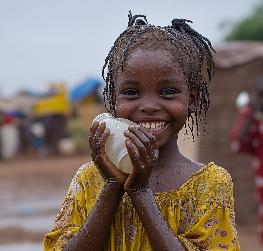 Children receiving clothing donations